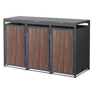 Cobertizo para 3 cubos de basura 240l antracita roble oscur…