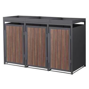 Cobertizo para 3 cubos de basura 240l antracita roble oscur…