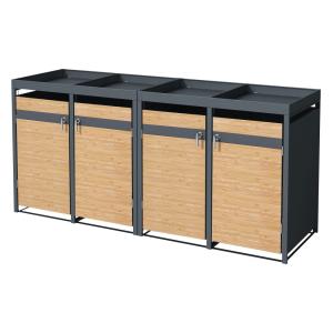 Cobertizo para 4 cubos de basura 240l acero antracita aspec…