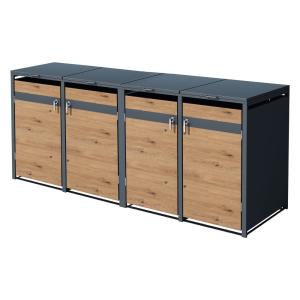 Cobertizo para 4 cubos de basura 240l acero antracita aspec…