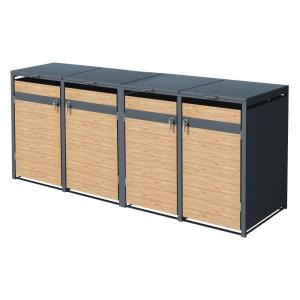 Cobertizo para 4 cubos de basura 240l antracita acero acaba…