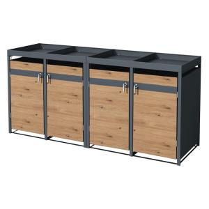 Cobertizo para 4 cubos de basura 240l de acero con aspecto…