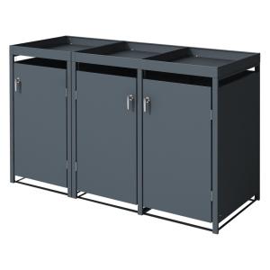 Cobertizo triple para cubos 240l antracita con techo para p…