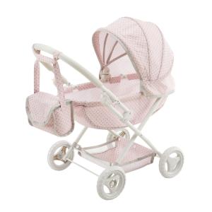 Cochecito jogging para muñeca, 65cm, rosa/gris