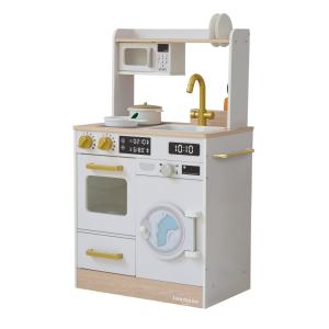 Cocina de juguete de madera con mini huerto, 79 cm, amarilla