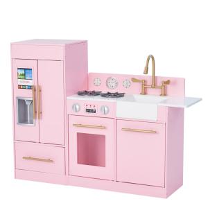Cocina de madera para niños 81 cm, rosa