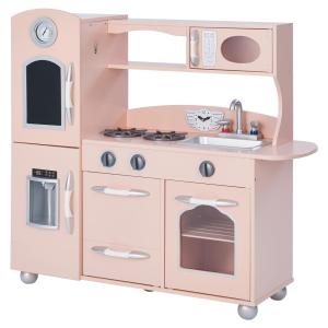 Cocina de madera para niños 93.3 cm, rosa