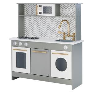 Cocina de madera para niños 94.6 cm, gris/blanco