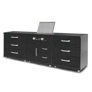 Cocina exterior de 3 piezas con encimera de gas negra