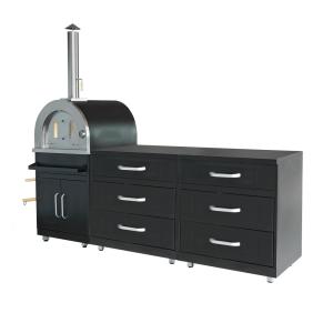 Cocina exterior de 3 piezas con horno de pizza negro
