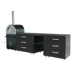 Cocina exterior de 4 piezas con horno de pizza negro