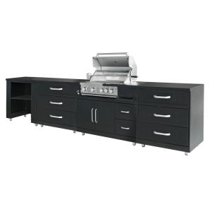 Cocina exterior de acero de 4 piezas con barbacoa