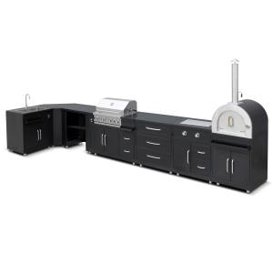 Cocina exterior de esquina 7 elementos 3 módulos de cocción…