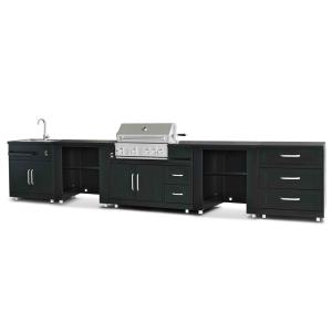 Cocina exterior esquinera de 5 piezas con fregadero y barba…