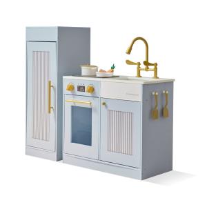 Cocina Infantil de Madera 12 Accesorios, 80cm, Azul