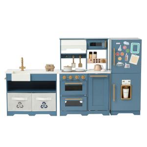 Cocina Infantil Modular de Madera, 87cm, Azul