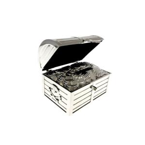 Cofre del tesoro de metal plateado