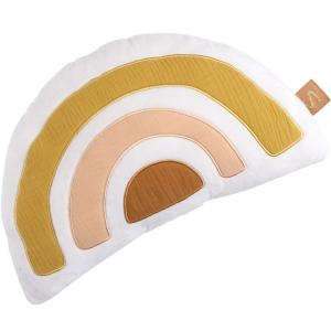 Cojín arco iris de algodón blanco 35x20cm