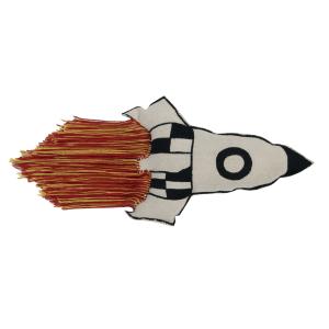Cojín cohete algodón rojo,blanco y negro 65x30