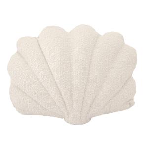 Cojín concha de lana rizada crema blanca