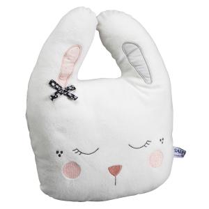 Cojín conejo poliéster blanco 34x26cm