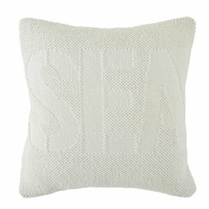Cojín de algodón tejido beige con efecto grogrén 45x45