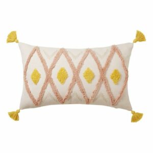 Cojín de algodón tufting con motivos gráficos y pompones 30…