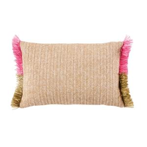 Cojín de exterior con flecos tricolor