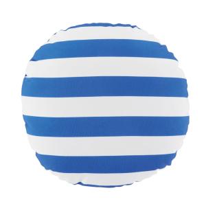 Cojín de exterior redondo de rayas azules y blancas D40 cm