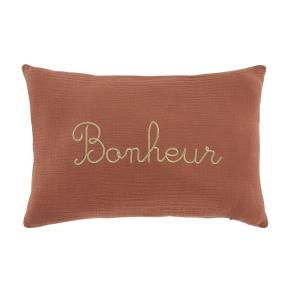 Cojín de gasa de algodón con estampado dorado y terracota,…