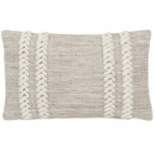 Cojín de lana estilo rústico en blanco y gris, 30x50