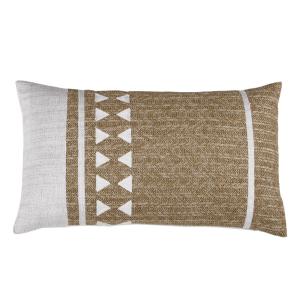 Cojín de polipropileno tejido con bordados blancos crudos 3…