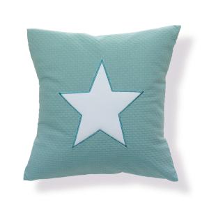 Cojín infantil cuadrado (35x35 cm) verde-agua con estrella