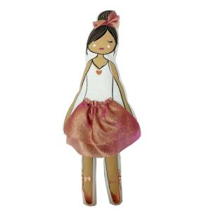 Cojín muñeca bailarina algodón rosa 40x15x7cm