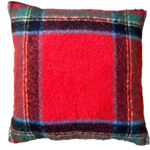 Cojín rojo cuadros escocés efecto lana cepillada 45x45