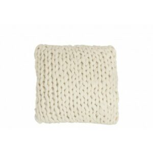 Cojín tricotado cuadrado acrílico blanco 40x40 cm