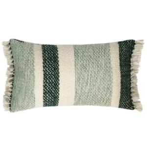 Cojín verde granulado acrílico y lana 35x60
