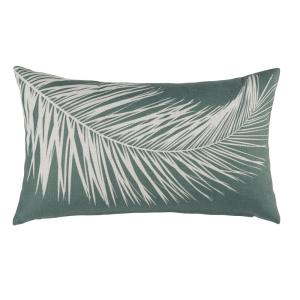Cojín verde y crudo con estampado de hojas 30x50 cm