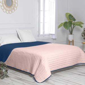 Colcha 100% algodón rosa/azul marino 180x260 cm (cama 80/90…