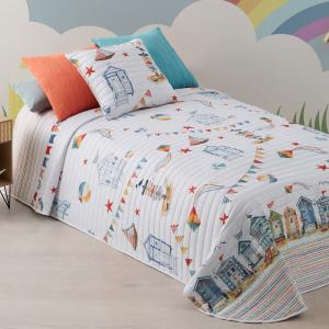 Colcha bouti infantil casitas playeras cama 90cm