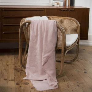 Colcha de gran tamaño lino lavado 180x260 rosa