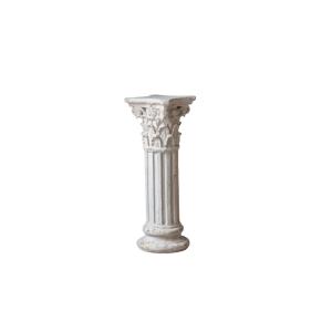 Columna decorativa blanca de magnesia con efecto envejecido