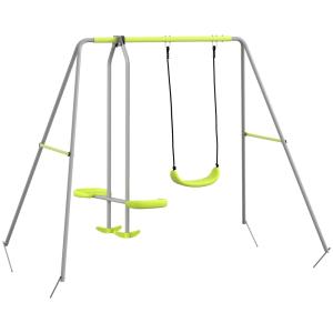 Columpio Infantil 255x160x180 cm Gris y Verde