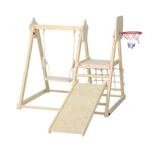 Columpio y tobogán 140x172.5x116.5 cm madera natural