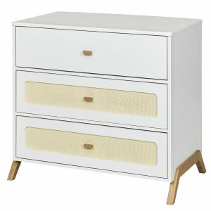 Cómoda 3 cajones blanco y madera