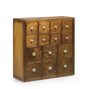 Cómoda con 14 cajones de madera marrón anch. 90 cm