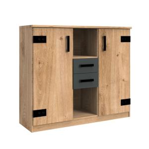 Cómoda de 2 puertas, 2 cajones y 2 nichos abiertos - l124 c…