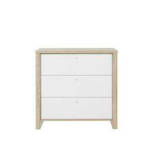 Cómoda de 3 cajones alt. 80 cm - efecto blanco y madera