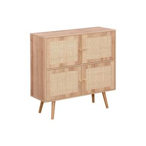 Cómoda infantil con 4 puertas, efecto madera, natural