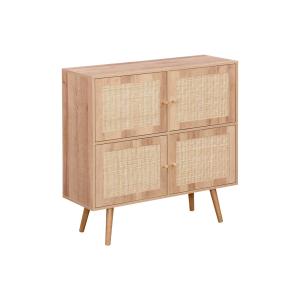 Cómoda infantil con efecto madera de 4 puertas, natural